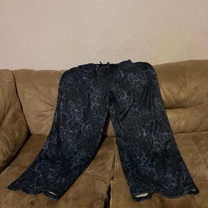 Black and blue leopard print sweatpants